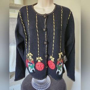 Christmas Sweater Cardigan Lambswool NWT